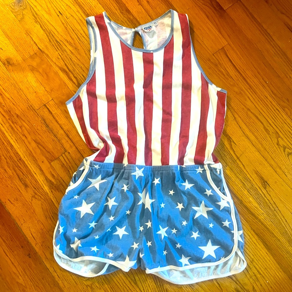 Junk Food Clothing Red, White, and Blue Star Jumpsuit